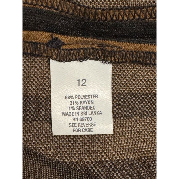 Roz & Ali‎ Brown Black Geometric Print Soft Knit Shift Dress Size 12 Office - Picture 5 of 6
